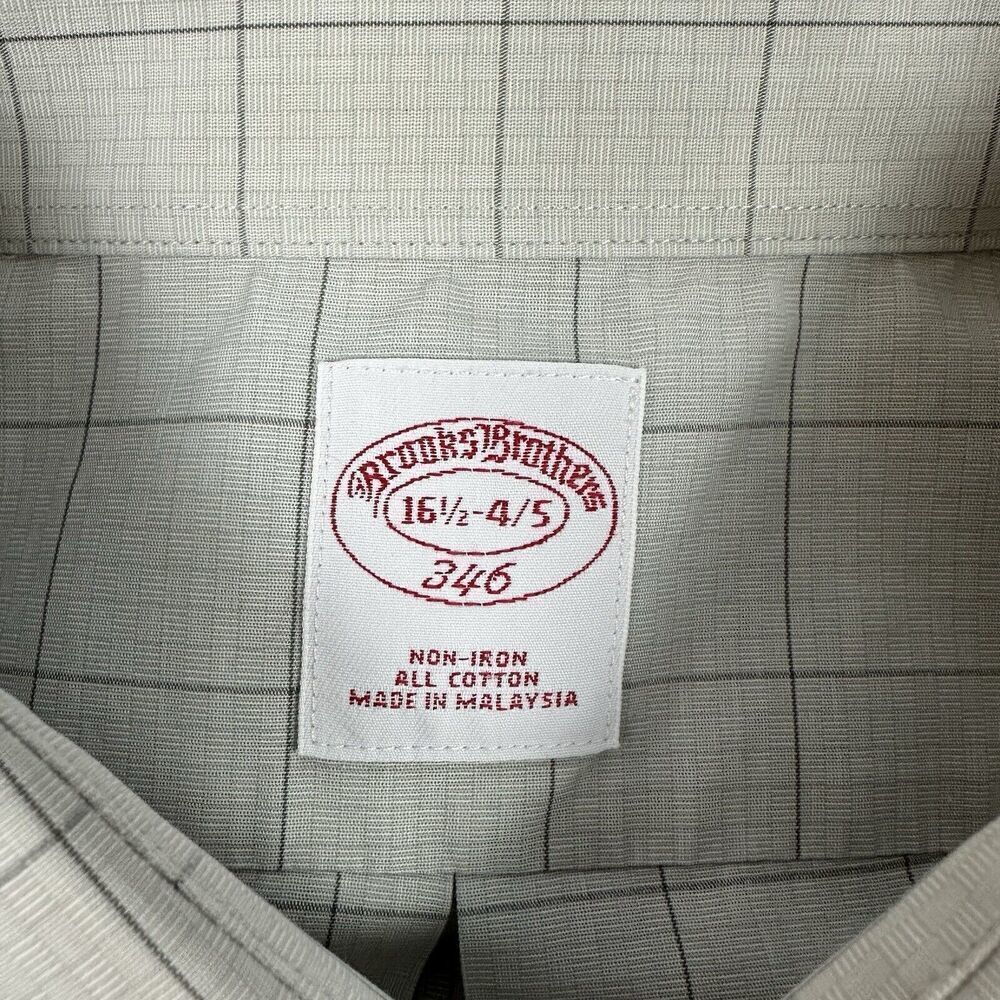 Brooks Brothers 346 Non Iron Shirt Mens 16.5 4/5 Gray  Mini Check Regular Fit - Picture 5 of 7